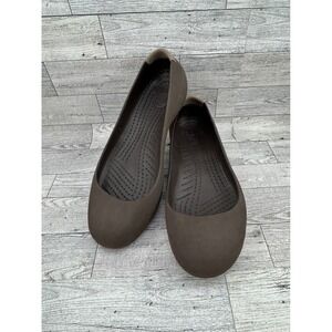 Crocs Kelli Flat Brown‎ Women Shoes Slip On Ballet Comfort Size 8
